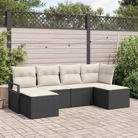 vidaXL Σετ Καναπέ Κήπου 6 pcs Μαύρο, Κρέμα Πολυ rattan, βαμμένο ατσάλι