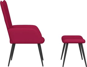 vidaXL Πολυθρόνα Relax Μπορντό Βελούδινη με Σκαμπό
