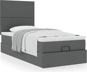 vidaXL Οθωμανικό κρεβάτι με στρώμα σκούρο γκρι 90x200cm ύφασμα