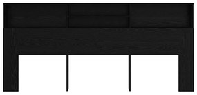 vidaXL Κρεβάτι με Κεφαλάρι με ράφι Μαύρη δρυς 220 x 19 x 101.5 εκ