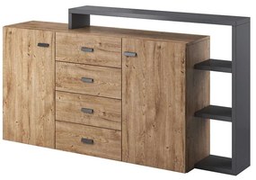 Μπουφές Bron Plus 16822189 180x37x98cm Natural-Anthracite Particle Board, Metal
