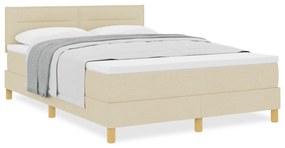 vidaXL Κρεβάτι Box Spring με Στρώμα Κρεμ 140χ200 εκ. Ύφασμα