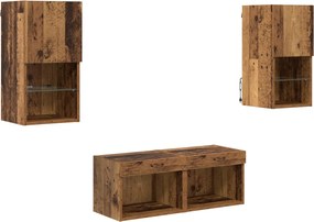 vidaXL Βάσεις τηλεόρασης Επιτοίχιο 4 pcs Παλιό Ξύλο Επεξεργασμένο ξύλο