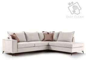 Γωνιακός καναπές αριστερή γωνία Romantic pakoworld ύφασμα cream-mocha 290x235x95εκ