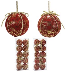 Χριστουγεννιάτικη Μπάλα Κόκκινο 60mm Σετ 10Τμχ Σε 2 Σχέδια