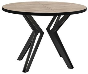 Τραπέζι Oswego 111, Μαύρο, Sonoma οξιά, 76cm, Επιμήκυνση, Πλαστικοποιημένη μοριοσανίδα, Μέταλλο | Epipla1.gr