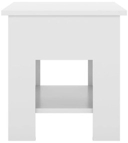 Τραπεζάκι Σαλονιού Γυαλ. Λευκό 40x40x42 εκ. από Συνθετικό Ξύλο - Λευκό