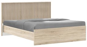 Κρεβάτι διπλό Bruse pakoworld oak-λευκό μελαμίνης 160x200εκ