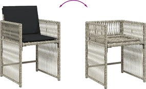 vidaXL Σετ Τραπεζαρίας Κήπου 9 τεμ. Αν. Γκρι Συνθ. Ρατάν με Μαξιλάρια