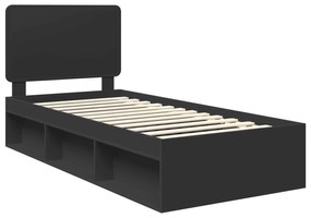 vidaXL Σκελετός Κρεβατιού Μαύρο 90 x 200 cm Στερεά ξυλεία πεύκου