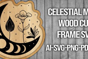 Σετ των 2 Intra απο ξύλο plywood 3mm-4mm πάχος Πλαίσιο κοπής ξύλου Celestial Moon Δίασταση 20x30 cm INTRAFABR-45741379