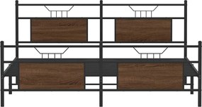 vidaXL Σκελετός Κρεβ. Χωρίς Στρώμα Καφέ Δρυς 180x200 εκ. Μεταλλικό