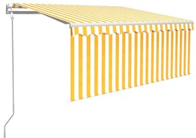 vidaXL Τέντα Συρόμενη Αυτόματη με Σκίαστρο Κίτρινο/Λευκό 3 x 2,5 μ.