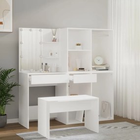 vidaXL Μπουντουάρ Σετ με LED Λευκό από Επεξεργασμένο Ξύλο