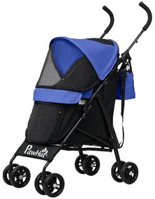 PawHut Καρότσι Κατοικιδίου, Ζώνες Ασφαλείας, Παράθυρα από Δίχτυ, 76Μ x 44Π x 103Υ cm, Σκούρο Μπλε