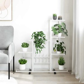 vidaXL Ανθοστήλη με Ρόδες Λευκή 94,5 x 25 x 92,5 εκ. Μεταλλική
