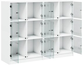vidaXL Βιβλιοθήκη με Πόρτες Λευκή 136x37x109 εκ. από Επεξεργ. Ξύλο