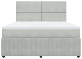 Κρεβάτι Boxspring με Στρώμα Ανοιχτό Γκρι 180x200 εκ. Βελούδινο - Γκρι