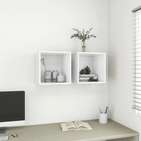 vidaXL Ντουλάπια Τοίχου 2 τεμ. Λευκά 37 x 37 x 37 εκ. από Επεξ. Ξύλο