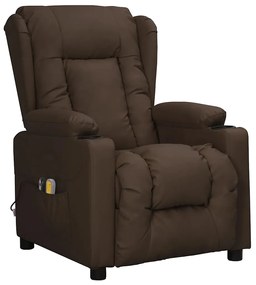 vidaXL Πολυθρόνα Μασάζ Ηλεκτρική Καφέ από Συνθετικό Δέρμα
