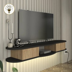 Έπιπλο τηλεόρασης επιτοίχιο Perk Megapap με LED χρώμα ανθρακί - sepet oak 150x35x19,2εκ.-GP042-0309,1