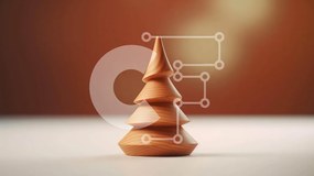 Intra Συλλεκτικό Ξύλινο Παζλ Plywood  4mm - Μικρό ξύλινο δέντρο στο τραπέζι με πορτοκαλί φόντο Σε Ξύλινο Κουτί - Διαστάσεις Puzzle: 10x10 cm – 25 κομμάτια