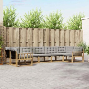 vidaXL Σειρά Καναπέ Εξωτερικού 7 pcs Λευκό και Ανοιχτό Γκρι