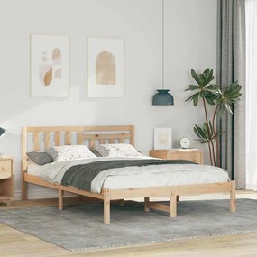 vidaXL Σκελετός Κρεβατιού Καφέ 140 x 190 cm Μασίφ ξύλο πεύκου