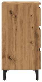 vidaXL Ντουλάπι κρεβατιού με μεταλλικά πόδια Artisan Oak 40x35x69 cm