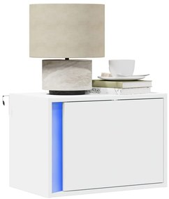 vidaXL Κομοδίνο Επιτοίχιο με Φώτα LED Λευκό