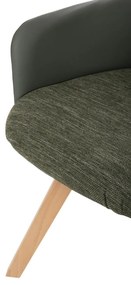 Πολυθρόνα DEW C9848.05 Πράσινο Ύφασμα &amp; PU με Πόδια Ξύλο Οξιάς 56,5x62x81,5Υεκ. 2αδα 56.5x62x81.5 εκ.