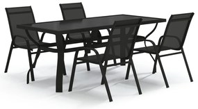 vidaXL Σετ Τραπεζαρίας Κήπου 5 Τεμαχίων Μαύρο