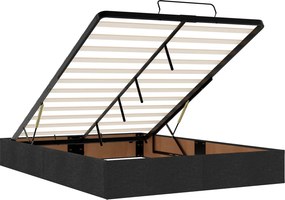 vidaXL Κρεβάτι Ottoman με Στρώμα και LED Μαύρο 140 x 200 cm Ύφασμα