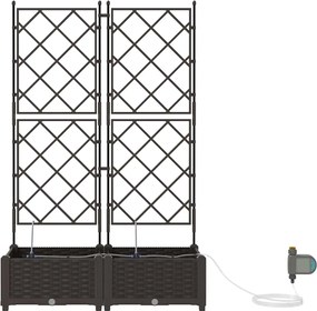 vidaXL Γλάστρα Κήπου 2 τμχ. Καφέ 80 x 40 x 126 cm PP