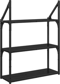 vidaXL Ράφι Τοίχου Επιτοίχιο Μαύρη Οξυά 60 x 21 x 78,5 cm