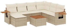 vidaXL Σαλόνι Κήπου Σετ 8 τεμ. Μπεζ Συνθετικό Ρατάν με Μαξιλάρια