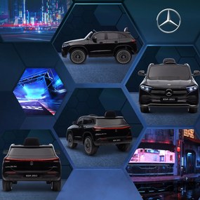 HOMCOM Ηλεκτρικό αυτοκίνητο για παιδιά, πιστοποιημένο Mercedes-Benz EQA, 3-8 km/h, μουσική, προβολείς, κόρνα, τηλεχειριστήριο, μαύρο