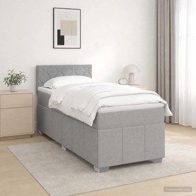 vidaXL Κρεβάτι box spring με στρώμα Ανοιχτό γκρι 100 x 200 cm Ύφασμα