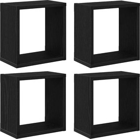 vidaXL Ράφια Τοίχου με ράφι Επιτοίχιο Μαύρη Οξυά Επεξεργασμένο ξύλο