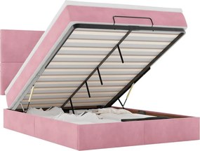 vidaXL Οθωμανικό κρεβάτι με στρώματα Ροζ 140x190cm Βελούδο
