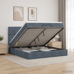 vidaXL Κρεβάτι Ottoman με Στρώμα και LED Σκούρο Γκρι 180 x 200 cm
