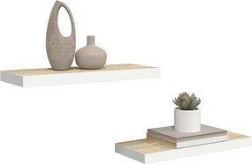 vidaXL Ράφια Τοίχου 2 τεμ. Δρυς/Άσπρο 60 x 23,5 x 3,8 εκ. MDF