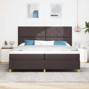 vidaXL LED Κρεβάτι με βάθρο Σκούρο Καφέ 200 x 200 cm ύφασμα