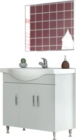 Drop Luna 100 Slim White Gloss 100x46 - Πάγκος με Νιπτήρα &amp; Καθρέπτη