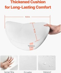 VEVOR Saddle Stool Swivel Stool with Wheels PU Leather Height Adjustable White