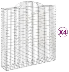 vidaXL Συρματοκιβώτια Τοξωτά 4 τεμ. 200x50x200/220 εκ. Γαλβαν. Ατσάλι