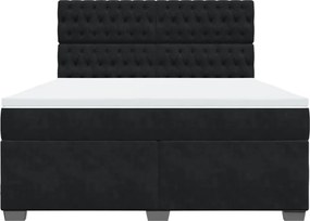 vidaXL Κρεβάτι Boxspring με Στρώμα Μαύρο 180x200 εκ. Βελούδινο