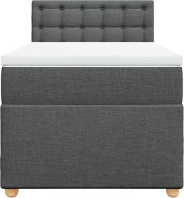vidaXL Κρεβάτι Boxspring με Στρώμα Σκούρο Γκρι 90x190 εκ. Υφασμάτινο