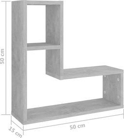 vidaXL Ραφιέρες Τοίχου 2 τεμ. Γκρι Σκυροδ. 50x15x50εκ. από Επεξ. Ξύλο