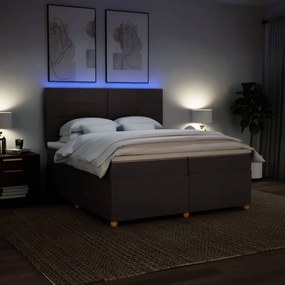 VidaXL Κρεβάτι Boxspring με Στρώμα Σκούρο Καφέ 200x200 εκ. Υφασμάτινο